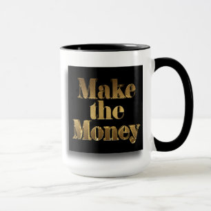 Guld gör pengar och tecknet på 3D-dollar Mugg