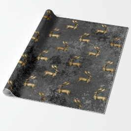 Guld Gothic Grunge jul Reindeer Mönster Presentpapper