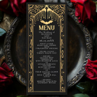 Guld Gothic Vampire Cathedral Bröllop Menu