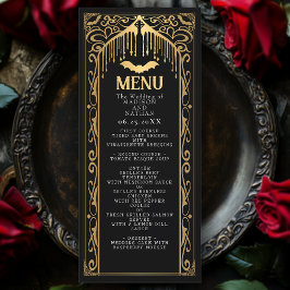Guld Gothic Vampire Cathedral Bröllop Menu Meny