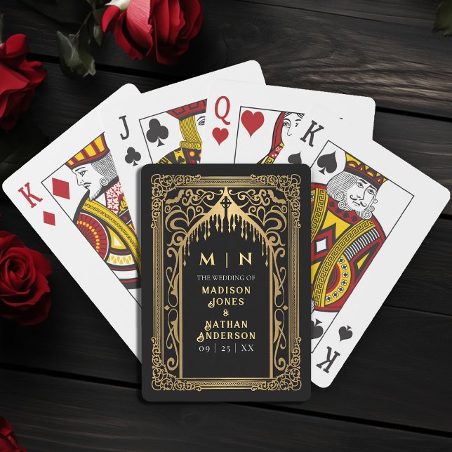 Guld Gothic Vampire Cathedral Wedding Favor Casinokort (Skapare uppladdad)