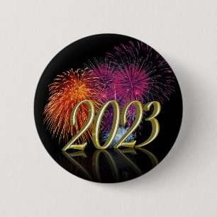 Guld Gott nytt år 2023 Fireworks Knapp