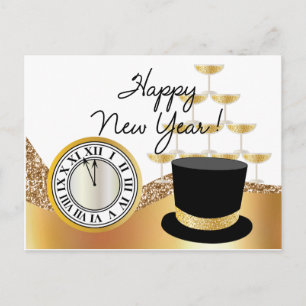 Guld Gott Nytt År Postkort Vykort