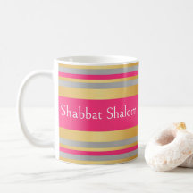 Guld Grå Hot Pink Ränder, Shabbat Shalom