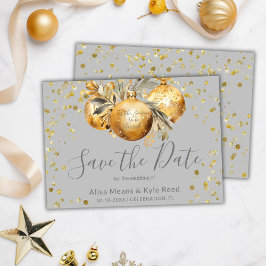 Guld Grå Jul Bröllop Spara Datum Inbjudningar