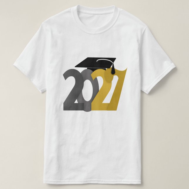 Guld Grå Klass 2027 Examen T Shirt (Design framsida)