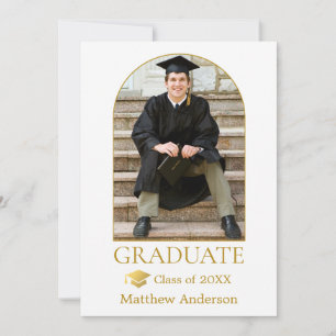 Guld Grad Cap Modern Arch Photo Studenten Meddelande