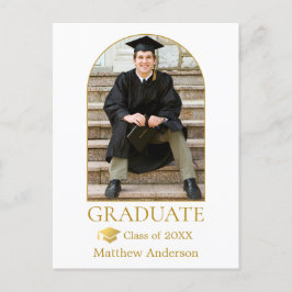 Guld Grad Cap Modern Arch Photo Studenten Vykort