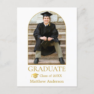 Guld Grad Cap Modern Arch Photo Studenten Vykort