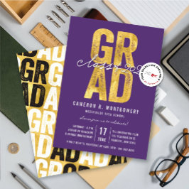 Guld GRAD Klass 2026 Stilstig Examenfest Inbjudningar