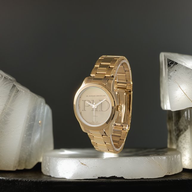 Guld Grad Namn PhD Studenten Armbandsur (Get this gold watch for the PhD in your life. Simply customize it then add it to your cart.)