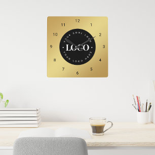 Guld Gradient Anpassningsbar Logotyp Business Comp Fyrkantig Klocka