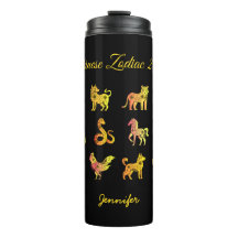 Guld Gradient Chinese Zodiac Animal Black