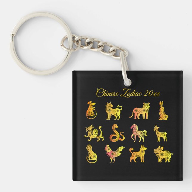 Guld Gradient Chinese Zodiac Animal Black (Framsidan)