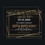 Guld Gräns 50:e födelsedag Spara datumbudgeten<br><div class="desc">Elegant Faux guld-folielinjen ram. All text är justerbar och lätt att ändra för dina egna behov i party. Underbar elegant 50-årsformatmall.</div>
