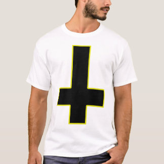 Guld- gräns för uppochnervänd svartkor t-shirt