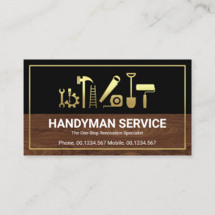 Guld Gräns Handyman Verktyg Timber Lagrar Builder Visitkort