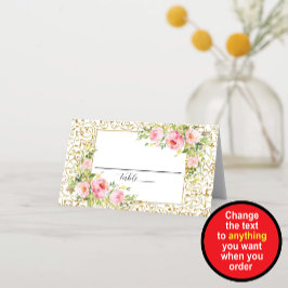 Guld Gräns och Blommigt Placeringskort