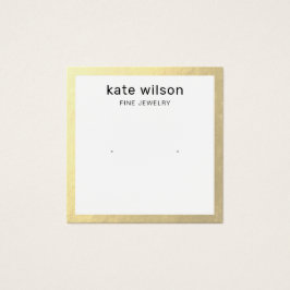 Guld Gräns Stud Earring Visning Card Fyrkantigt Visitkort