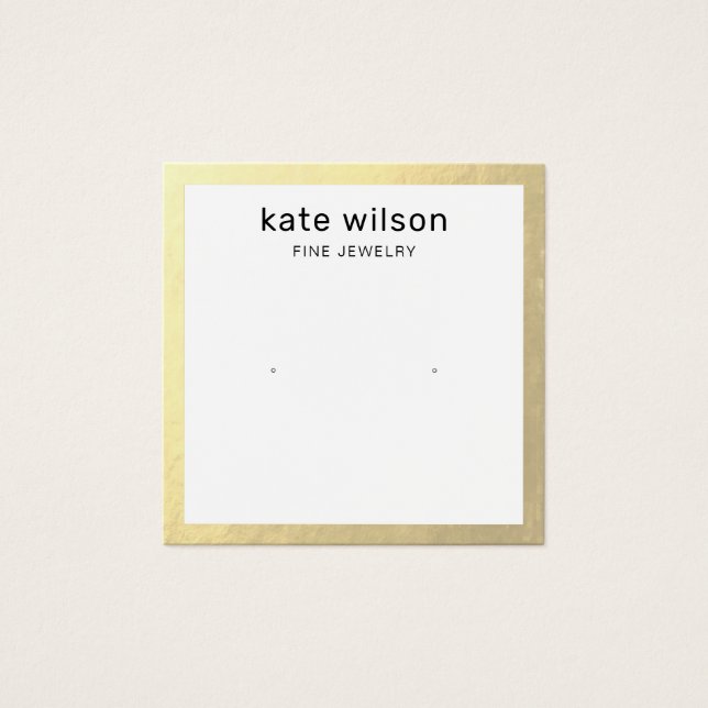 Guld Gräns Stud Earring Visning Card Fyrkantigt Visitkort (Framsida)