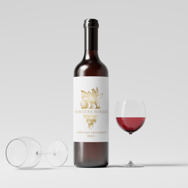 Guld Grapes Winery Vin Business Vinflaska Etikett (Skapare uppladdad)