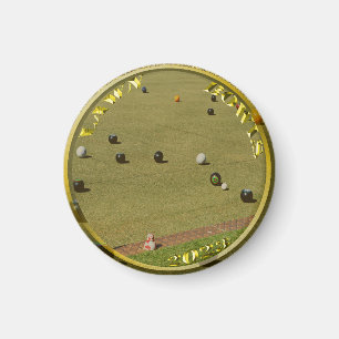 Guld Gräsmatta Bowls 2023 Designad Coin, Magnet