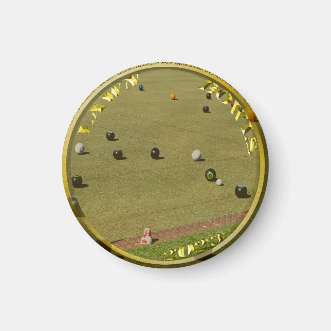 Guld Gräsmatta Bowls 2023 Designad Coin, Magnet (Framsidan)