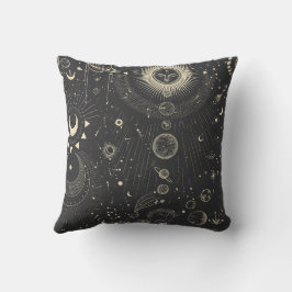 Guld Grått Abstrakt Dream Mörk Boho Square Pillow Kudde