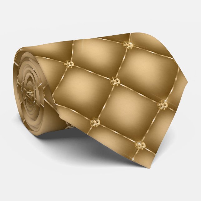 Guld Grått Bakgrund och pärlor Slips (Rullad)