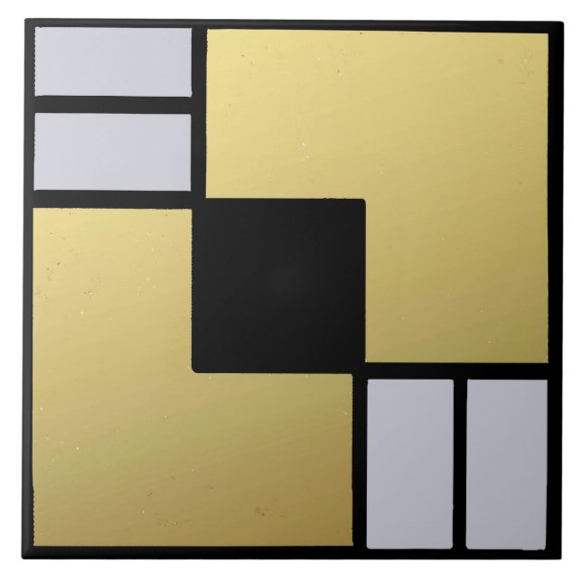 Guld, Grått & Black Stil Art Deco Ceramic Tile Kakelplatta (Framsidan)