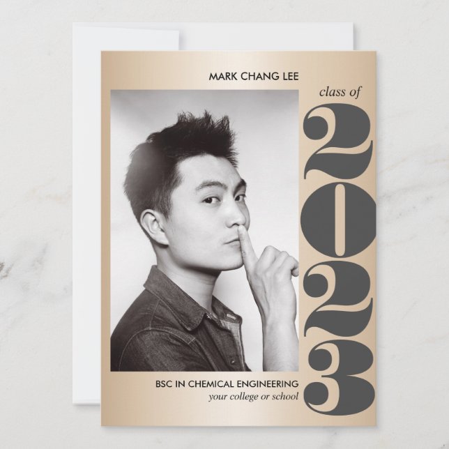 GULD | GRÅTT BOLD COLLEGE PHOTO STUDENTEN KORT (Framsida)