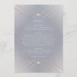 Guld Grått Elegance Diamond Geo Deco Bröllop Meny