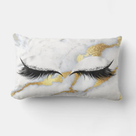 Guld Grått Glitter Black Öga Makeup Marble Stone Lumbarkudde