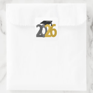 Guld Grått-klass 2026 Studenten Fyrkantigt Klistermärke