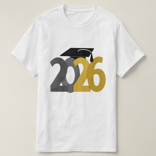 Guld Grått-klass 2026 Studenten T Shirt (Design framsida)