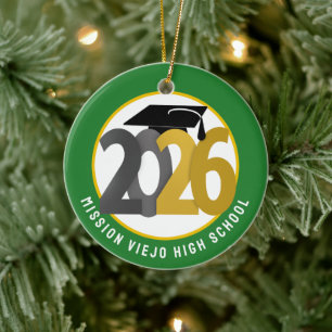 Guld Grått-klass för 2026 Photo Studenten Julgransprydnad Keramik
