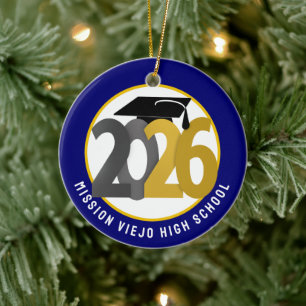 Guld Grått-klass för 2026 Photo Studenten Julgransprydnad Keramik