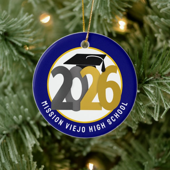 Guld Grått-klass för 2026 Photo Studenten Julgransprydnad Keramik (Träd)