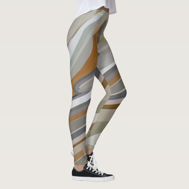 Guld Grått Marble Stone Rand Leggings (Höger)