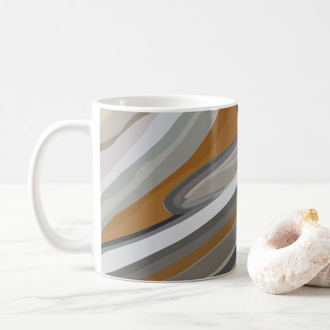 Guld Grått Marble Stone Rand Mönster Kaffemugg (Med munk)