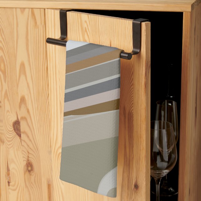 Guld Grått Marble Stone Rand Mönster Kökshandduk (Thirds Fold)