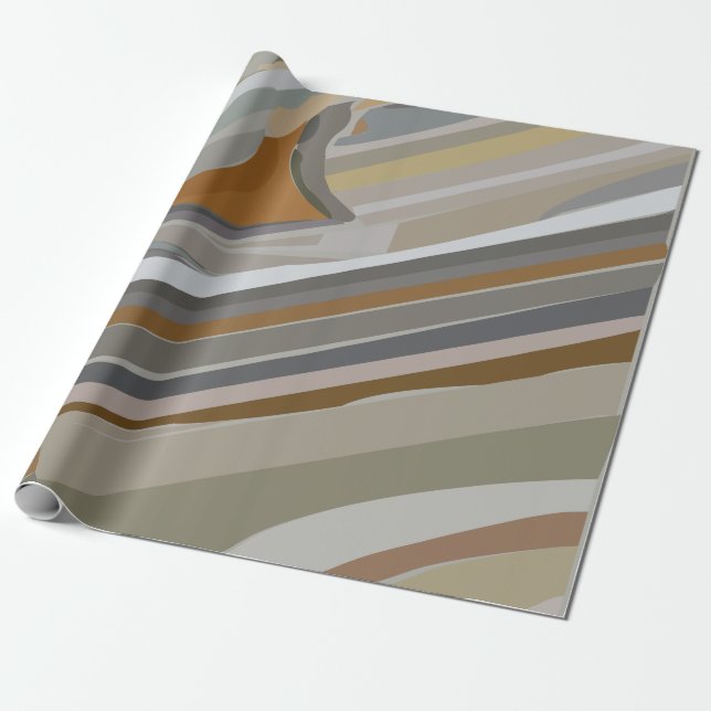 Guld Grått Marble Stone Rand Presentpapper (Utrullad)