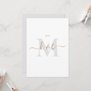 Guld & Grått Monogram Swash Script-skript - Bride  Inbjudningar