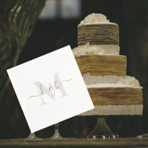 Guld & Grått Monogram Swash Script White Cocktail