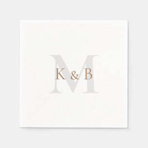 Guld & Grått Monogram Vita blöjor Pappersservett