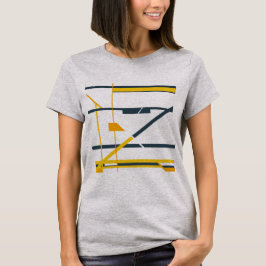 Guld Grått Orange Geometric Abstrakt MCM-utseende T Shirt