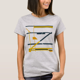 Guld Grått Orange Geometric Abstrakt MCM-utseende T Shirt