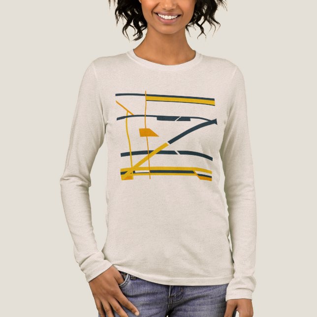 Guld Grått Orange Geometric Abstrakt MCM-utseende T Shirt (Framsida)