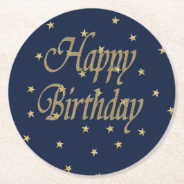 Guld Grattis på födelsedagen Underlägg Papper Rund