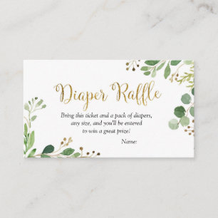 Guld Greenery Baby Shower Raffle Tilläggskort